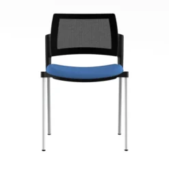 Chaise de réunion 4 pieds Kyos - assise tissu - dossier résille - piétement époxy - lot de 2
