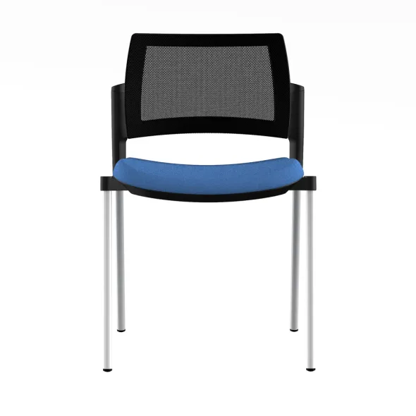 Chaise de réunion 4 pieds Kyos - assise tissu - dossier résille - piétement époxy - lot de 2