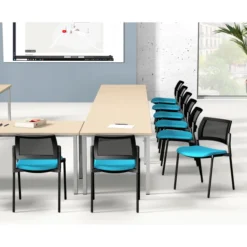 Chaise de réunion 4 pieds Kyos - assise tissu - dossier résille - piétement époxy - lot de 2