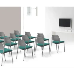 Chaise de réunion 4 pieds Kyos - assise tissu - dossier polypropylène - piétement époxy - lot de 2