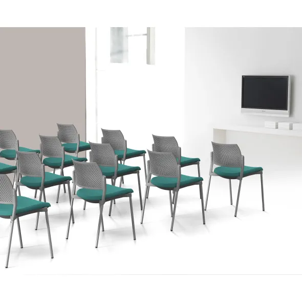 Chaise de réunion 4 pieds Kyos - assise tissu - dossier polypropylène - piétement époxy - lot de 2