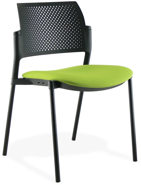 Chaise de réunion 4 pieds Kyos - assise tissu - dossier polypropylène - piétement époxy - lot de 2