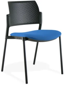Chaise de réunion 4 pieds Kyos - assise tissu - dossier polypropylène - piétement époxy - lot de 2