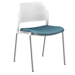 Chaise de réunion 4 pieds Kyos - assise textile enduit grainé - dossier polypropylène - piétement chrome - lot de 2