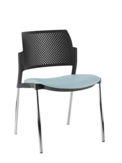 Chaise de réunion 4 pieds Kyos - assise textile enduit grainé - dossier polypropylène - piétement chrome - lot de 2