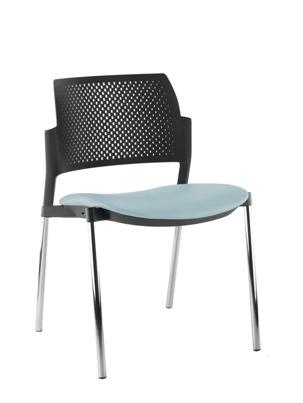 Chaise de réunion 4 pieds Kyos - assise textile enduit grainé - dossier polypropylène - piétement chrome - lot de 2