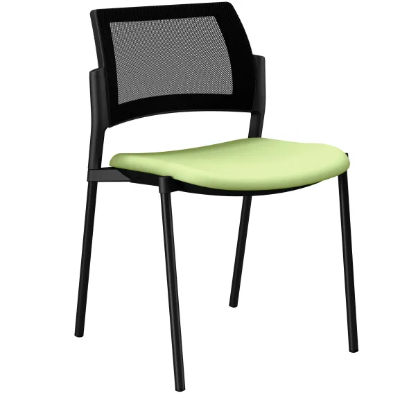 Chaise de réunion 4 pieds Kyos - assise textile enduit grainé - dossier résille - piétement époxy - lot de 2