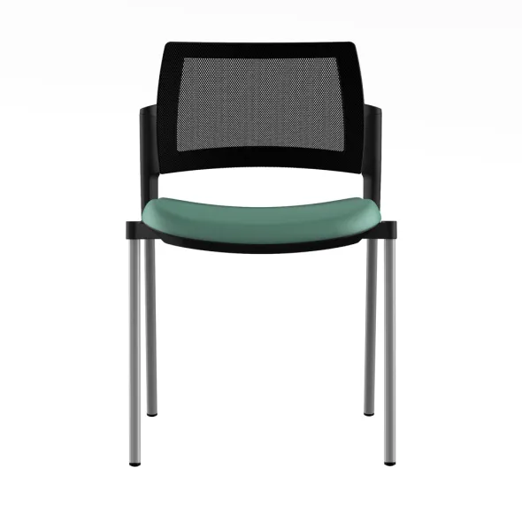 Chaise de réunion 4 pieds Kyos - assise textile enduit grainé - dossier résille - piétement époxy - lot de 2