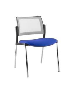 Chaise de réunion 4 pieds Kyos- assise tissu - dossier résille - piétement chrome - lot de 2