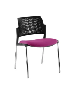 Chaise de réunion 4 pieds Kyos - assise tissu - dossier polypropylène - piétement chrome - lot de 2