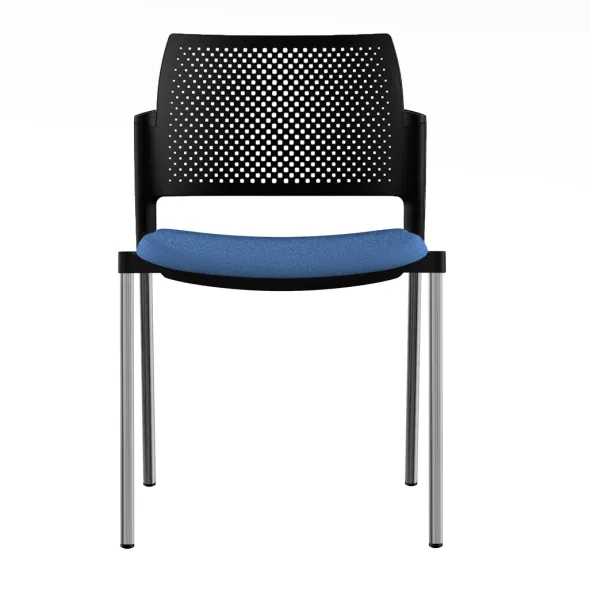 Chaise de réunion 4 pieds Kyos - assise tissu - dossier polypropylène - piétement chrome - lot de 2