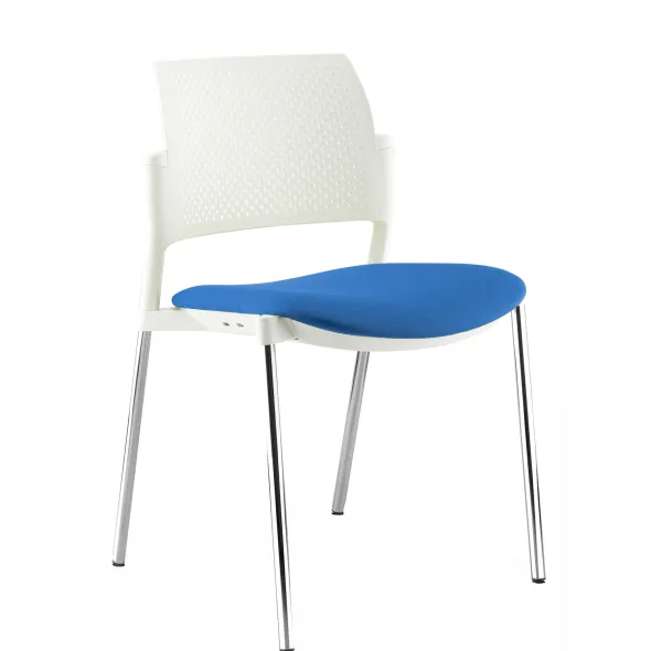Chaise de réunion 4 pieds Kyos - assise tissu - dossier polypropylène - piétement chrome - lot de 2