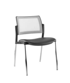 Chaise de réunion 4 pieds Kyos - assise textile enduit grainé - dossier résille - piétement chrome - lot de 2