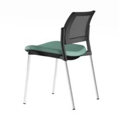 Chaise de réunion 4 pieds Kyos - assise textile enduit grainé - dossier résille - piétement chrome - lot de 2