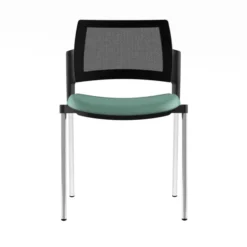 Chaise de réunion 4 pieds Kyos - assise textile enduit grainé - dossier résille - piétement chrome - lot de 2
