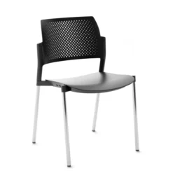 Chaise de réunion 4 pieds Kyos - polypropylène - piétement chrome - lot de 2
