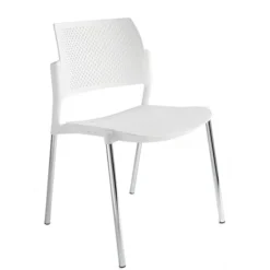 Chaise de réunion 4 pieds Kyos - polypropylène - piétement chrome - lot de 2
