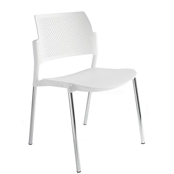 Chaise de réunion 4 pieds Kyos - polypropylène - piétement chrome - lot de 2