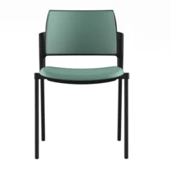 Chaise de réunion 4 pieds Kyos - textile enduit grainé - piétement époxy - lot de 2
