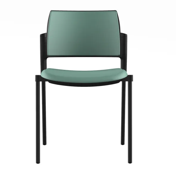 Chaise de réunion 4 pieds Kyos - textile enduit grainé - piétement époxy - lot de 2