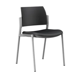 Chaise de réunion 4 pieds Kyos - textile enduit grainé - piétement époxy - lot de 2