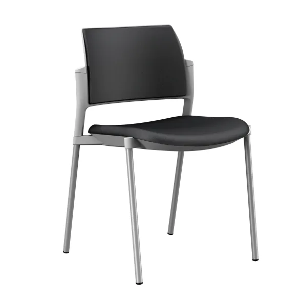 Chaise de réunion 4 pieds Kyos - textile enduit grainé - piétement époxy - lot de 2