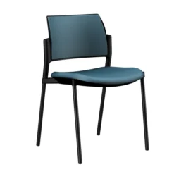 Chaise de réunion 4 pieds Kyos - textile enduit grainé - piétement époxy - lot de 2