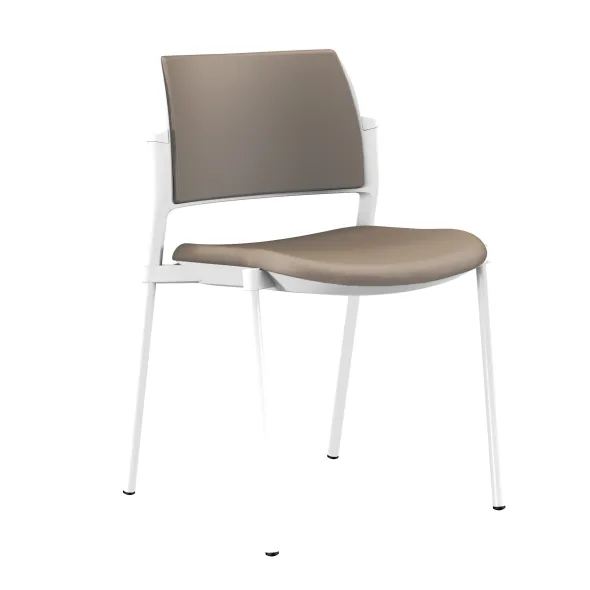 Chaise de réunion 4 pieds Kyos - textile enduit grainé - piétement époxy - lot de 2