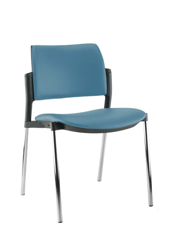 Chaise de réunion 4 pieds Kyos - textile enduit grainé - piétement chrome - lot de 2