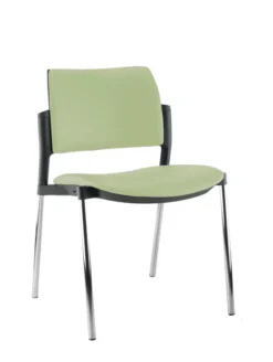 Chaise de réunion 4 pieds Kyos - textile enduit grainé - piétement chrome - lot de 2