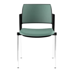 Chaise de réunion 4 pieds Kyos - textile enduit grainé - piétement chrome - lot de 2