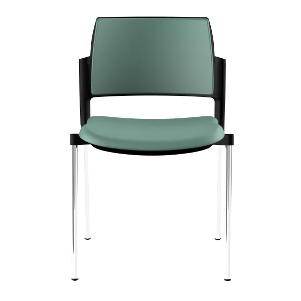 Chaise de réunion 4 pieds Kyos - textile enduit grainé - piétement chrome - lot de 2