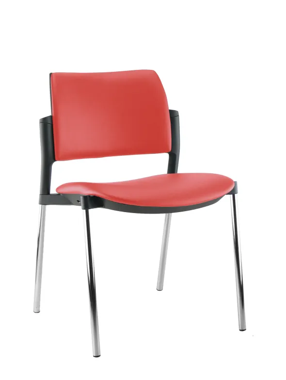 Chaise de réunion 4 pieds Kyos - textile enduit grainé - piétement chrome - lot de 2