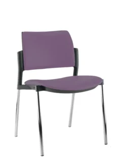 Chaise de réunion 4 pieds Kyos - textile enduit grainé - piétement chrome - lot de 2