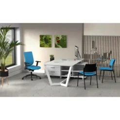 Chaise de réunion 4 pieds Kyos - tissu - piétement époxy - lot de 2
