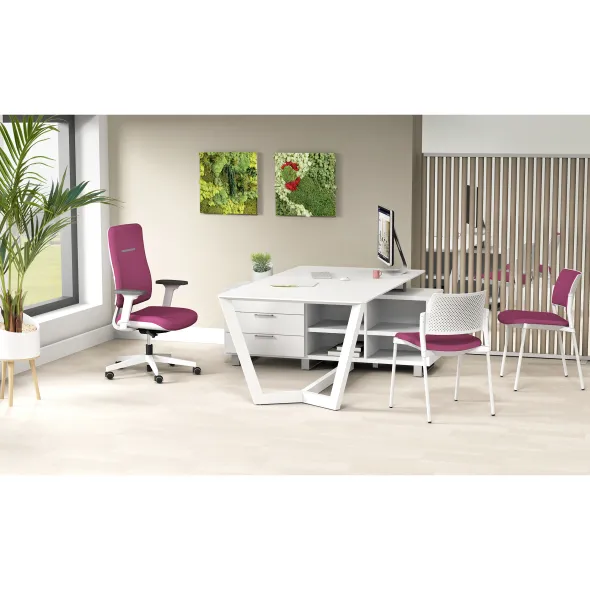 Chaise de réunion 4 pieds Kyos - tissu - piétement époxy - lot de 2