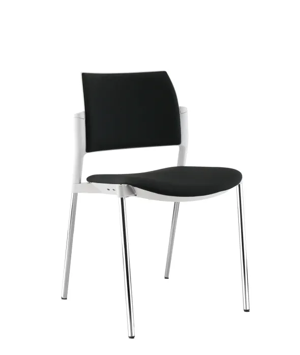 Chaise de réunion 4 pieds Kyos - tissu - piétement chrome - lot de 2