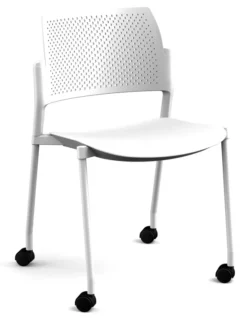Chaise de réunion 4 pieds sur roulettes Kyos - polypropylène - piétement époxy - lot de 2