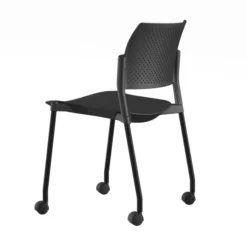 Chaise de réunion 4 pieds sur roulettes Kyos - polypropylène - piétement époxy - lot de 2
