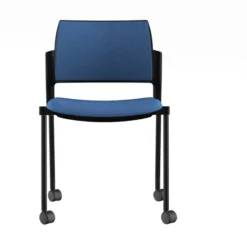 Chaise de réunion 4 pieds sur roulettes Kyos tissu - piétement époxy - lot de 2 -