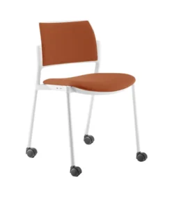 Chaise de réunion 4 pieds sur roulettes Kyos tissu - piétement époxy - lot de 2 -