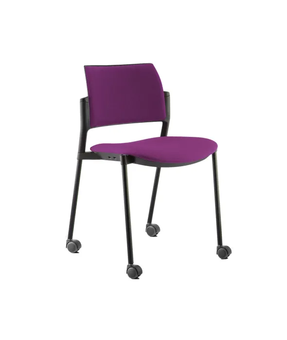 Chaise de réunion 4 pieds sur roulettes Kyos tissu - piétement époxy - lot de 2 -
