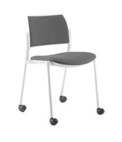 Chaise de réunion 4 pieds sur roulettes Kyos tissu - piétement époxy - lot de 2 -