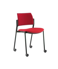 Chaise de réunion 4 pieds sur roulettes Kyos tissu - piétement époxy - lot de 2 -