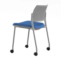 Chaise de réunion 4 pieds sur roulettes Kyos - assise tissu - dossier polypropylène - piétement époxy - lot de 2