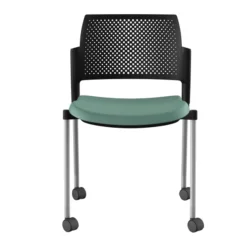 Chaise de réunion 4 pieds sur roulettes Kyos - assise textile enduit grainé dossier polypropylène -