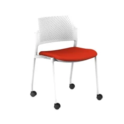 Chaise de réunion 4 pieds sur roulettes Kyos - assise textile enduit grainé dossier polypropylène -