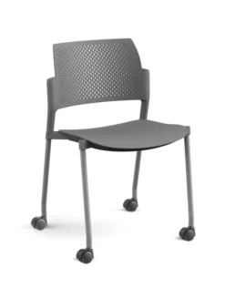 Chaise de réunion 4 pieds sur roulettes Kyos - polypropylène - piétement époxy roulettes sol dur -