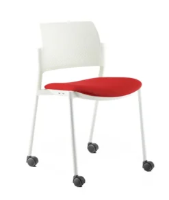 Chaise de réunion 4 pieds sur roulettes Kyos - assise tissu - dossier polypropylène - piètement