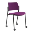 Chaise de réunion 4 pieds sur roulettes Kyos - tissu - piétement époxy - roulettes sol dur - lot de 2 -